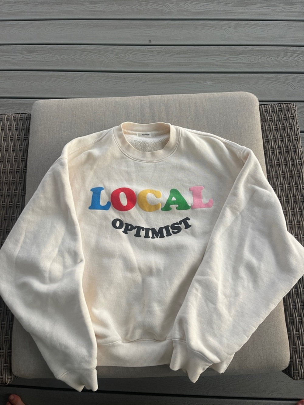 Madhappy Cream Crewneck Sweatshirt with Multicolor LOCAL Lettering